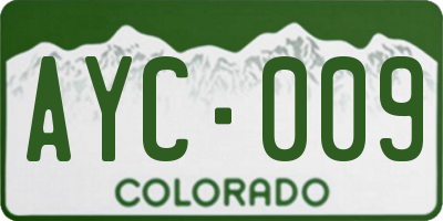 CO license plate AYC009