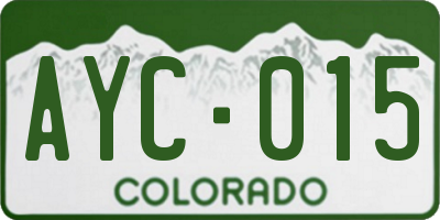 CO license plate AYC015