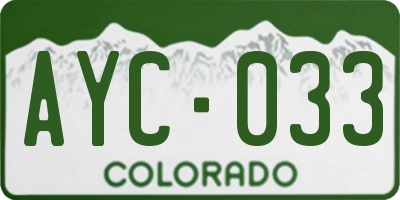 CO license plate AYC033