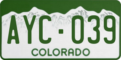 CO license plate AYC039