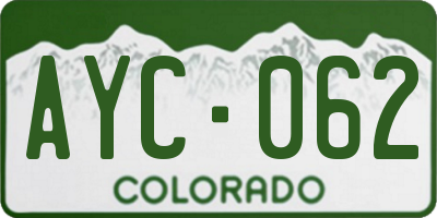 CO license plate AYC062