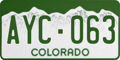 CO license plate AYC063