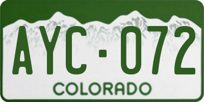 CO license plate AYC072