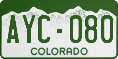 CO license plate AYC080