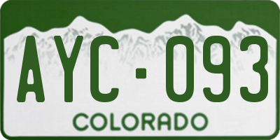 CO license plate AYC093