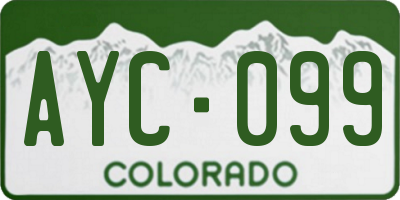 CO license plate AYC099