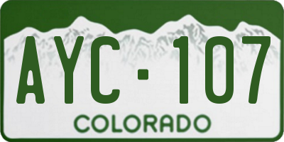 CO license plate AYC107