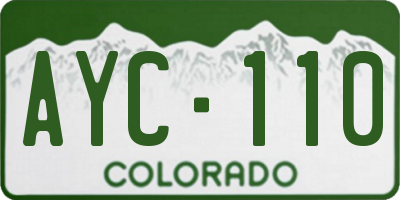 CO license plate AYC110