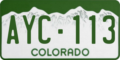 CO license plate AYC113