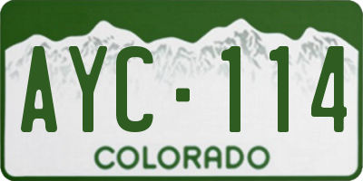 CO license plate AYC114