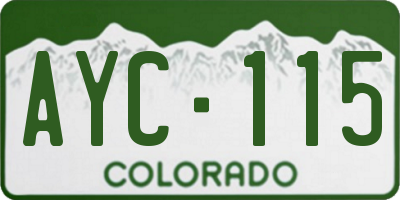 CO license plate AYC115
