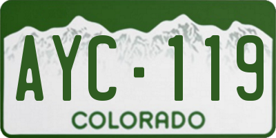 CO license plate AYC119