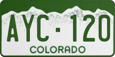 CO license plate AYC120
