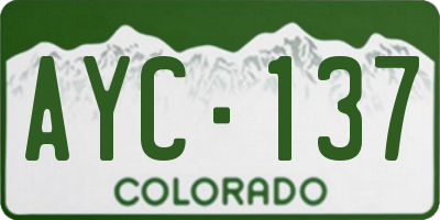 CO license plate AYC137
