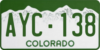 CO license plate AYC138