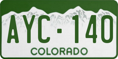 CO license plate AYC140