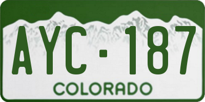 CO license plate AYC187