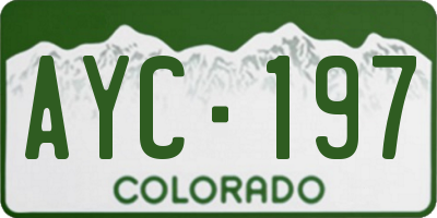 CO license plate AYC197