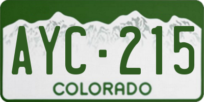 CO license plate AYC215