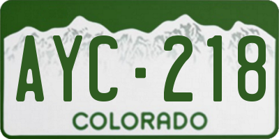 CO license plate AYC218