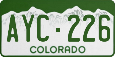 CO license plate AYC226