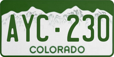 CO license plate AYC230