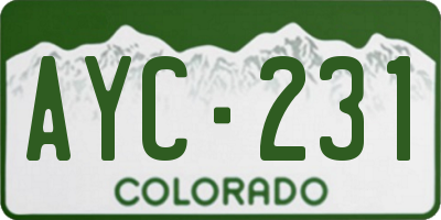 CO license plate AYC231