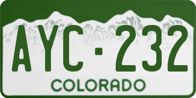 CO license plate AYC232