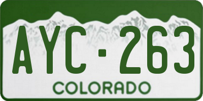 CO license plate AYC263