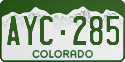 CO license plate AYC285