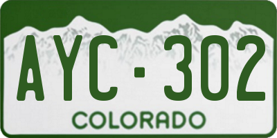 CO license plate AYC302