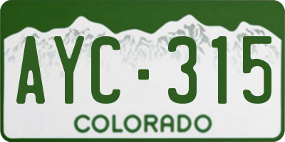 CO license plate AYC315