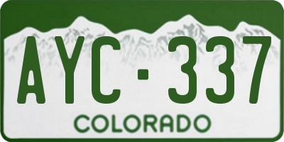 CO license plate AYC337