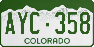 CO license plate AYC358