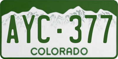 CO license plate AYC377
