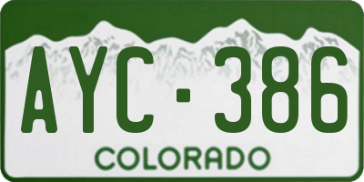 CO license plate AYC386