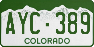 CO license plate AYC389