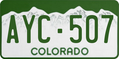 CO license plate AYC507