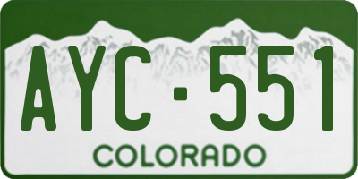 CO license plate AYC551