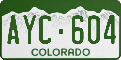 CO license plate AYC604