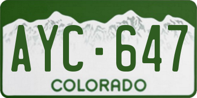 CO license plate AYC647