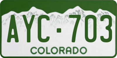 CO license plate AYC703