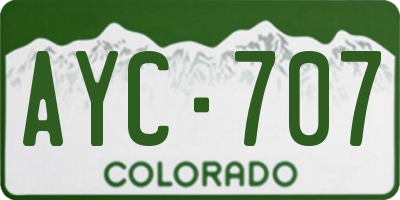 CO license plate AYC707