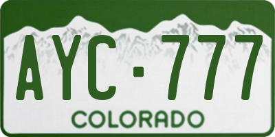 CO license plate AYC777
