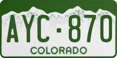 CO license plate AYC870