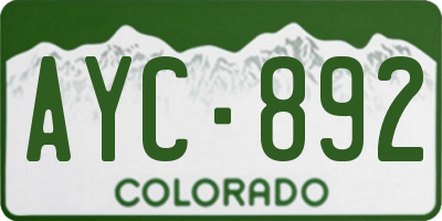 CO license plate AYC892