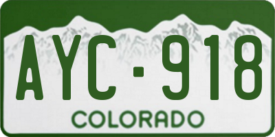 CO license plate AYC918