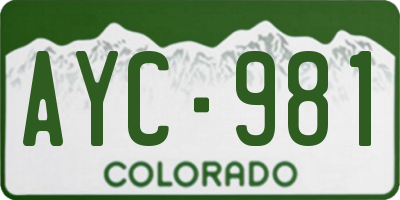 CO license plate AYC981