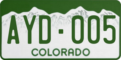 CO license plate AYD005