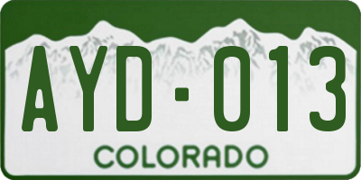 CO license plate AYD013
